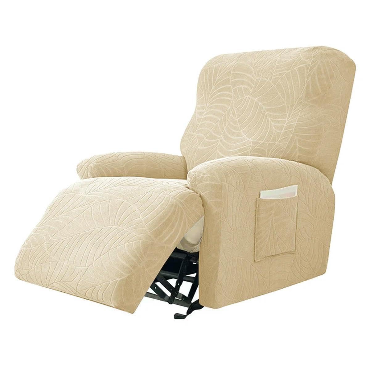 Housse de coussin imperméable unie à motif feuilles pour canapé relaxant 1 à 4 places