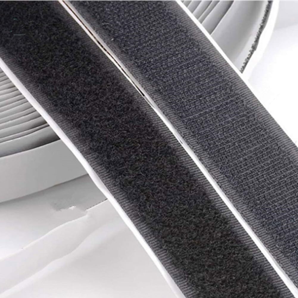 Self- Strip, 2 cm Wide Hook and LOOPs Tape with Sticky Back for Indoor Mounting – Nylon Pressure-Sensitive Fastening Tape, DIY Strap(black)