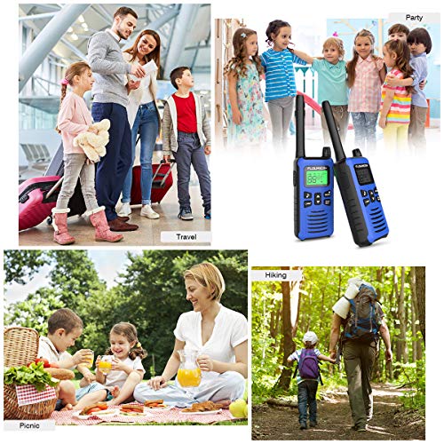 4 Pack Walkie Talkie for Kids FLOUREON Two Way Radio Long Range Walky Talky 22 Channel 3000M (MAX 5000M) USB Cable Charging for Outdoor Adventures Camping Hiking