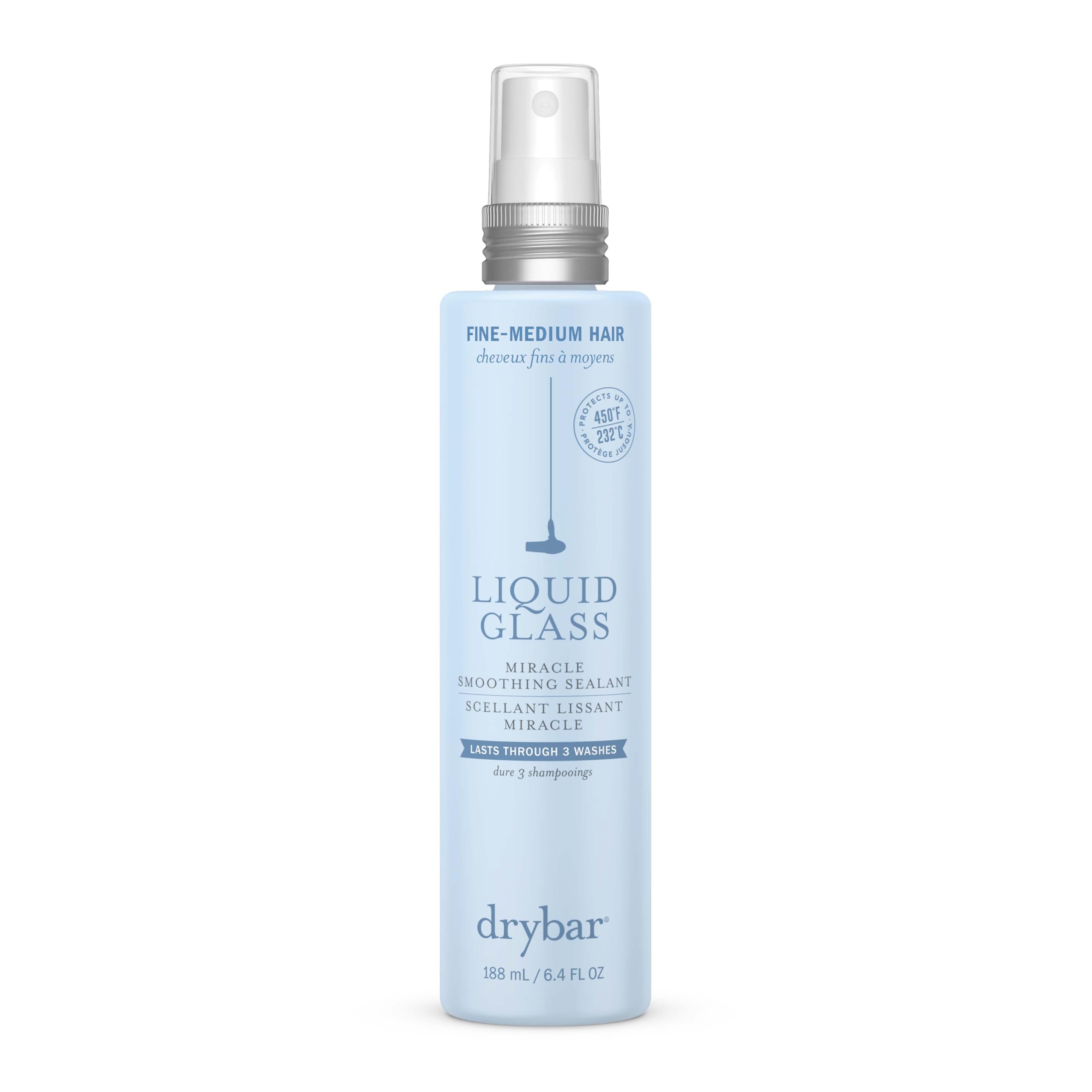 Drybar Liquid Glass Miracle Smoothing Sealant | Long-Lasting Frizz Control & Salon-Quality Glossy Finish | Heat-Activated Spray | Lightweight Heat Protectant Up to 232°C