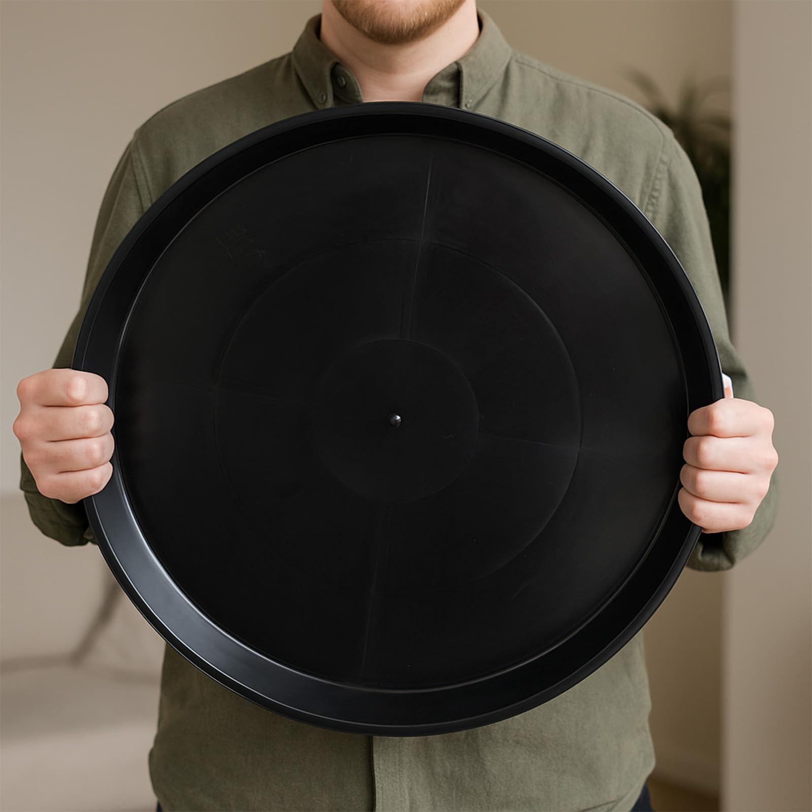 Pflanzen-Untersetzer, 40,6 cm, Pflanzschalen für Töpfe, Kunststoff, runde Tropfschalen, Blumentopf-Untersetzer, schwarzer Pflanzgefäß, Wasserschale, Pflanzentwässerungsschale, schwarz, 10
