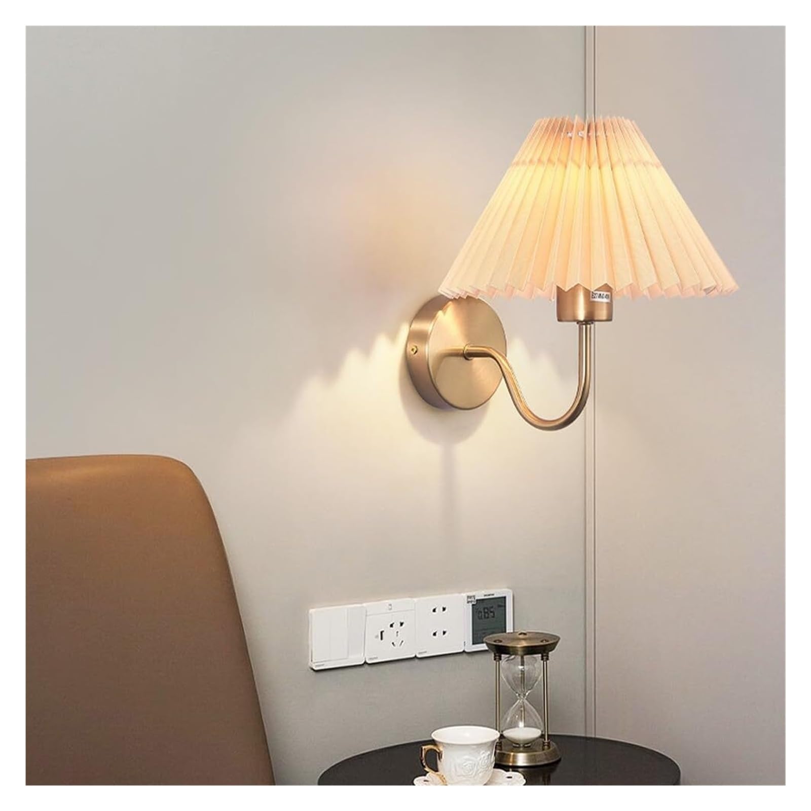Elegante applique da parete con paralume in tessuto senza fili, alimentata a batteria, LED dimmerabile con telecomando, ricaricabile tramite USB, 3 modalità colore, set da 2, for camera da letto, sogg