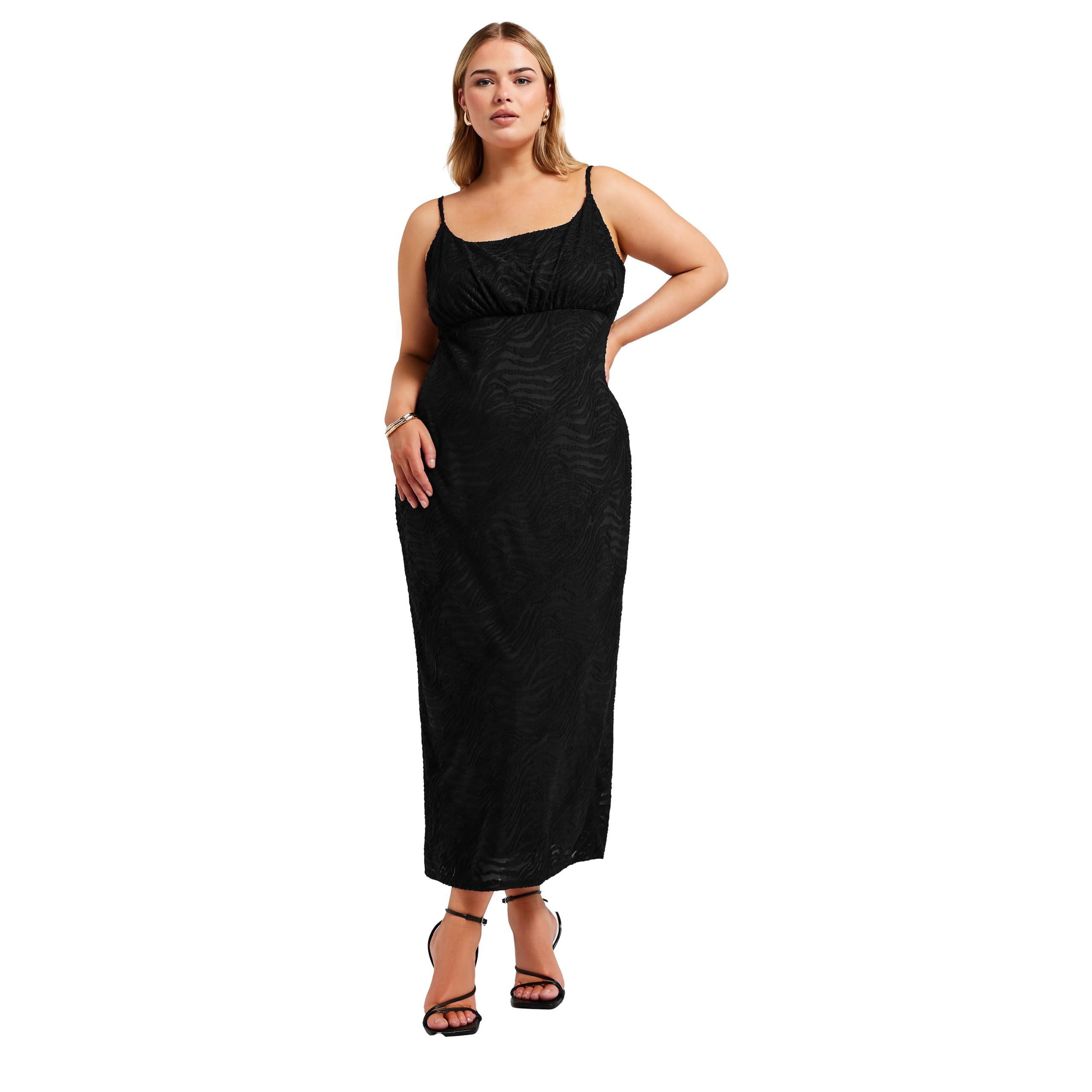 Yours London Curve Zebra Jacquard Maxi Dress - Women's - Plus Size Curve Black