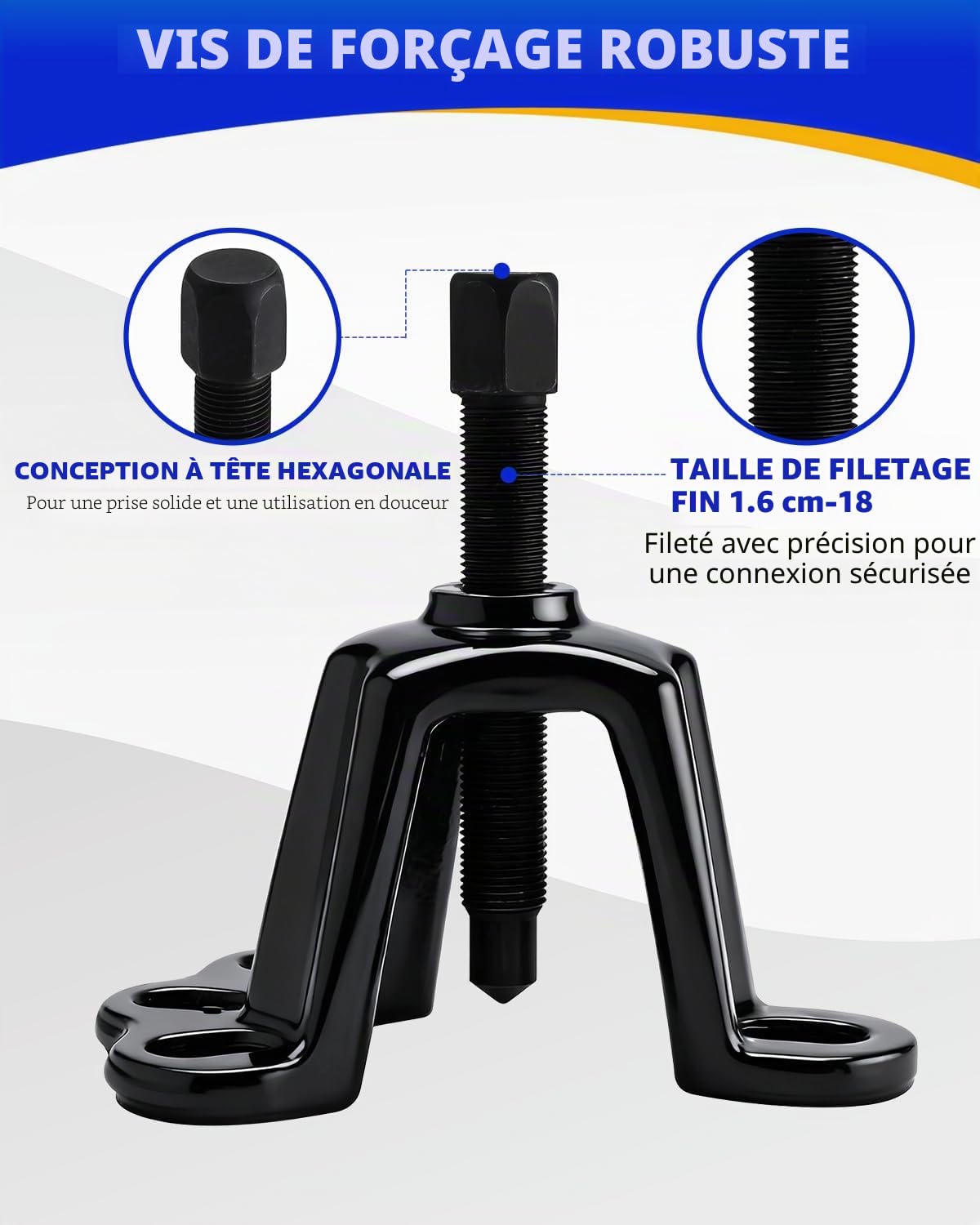 FreeTec Kit extracteur de moyeu et d'essieu universel | Essieu avant 95,25-114,3 mm, essieu arrière 114,3-139,7 mm | Outil d'extracteur de bride avec vis de pression et douille 5/8" x 18