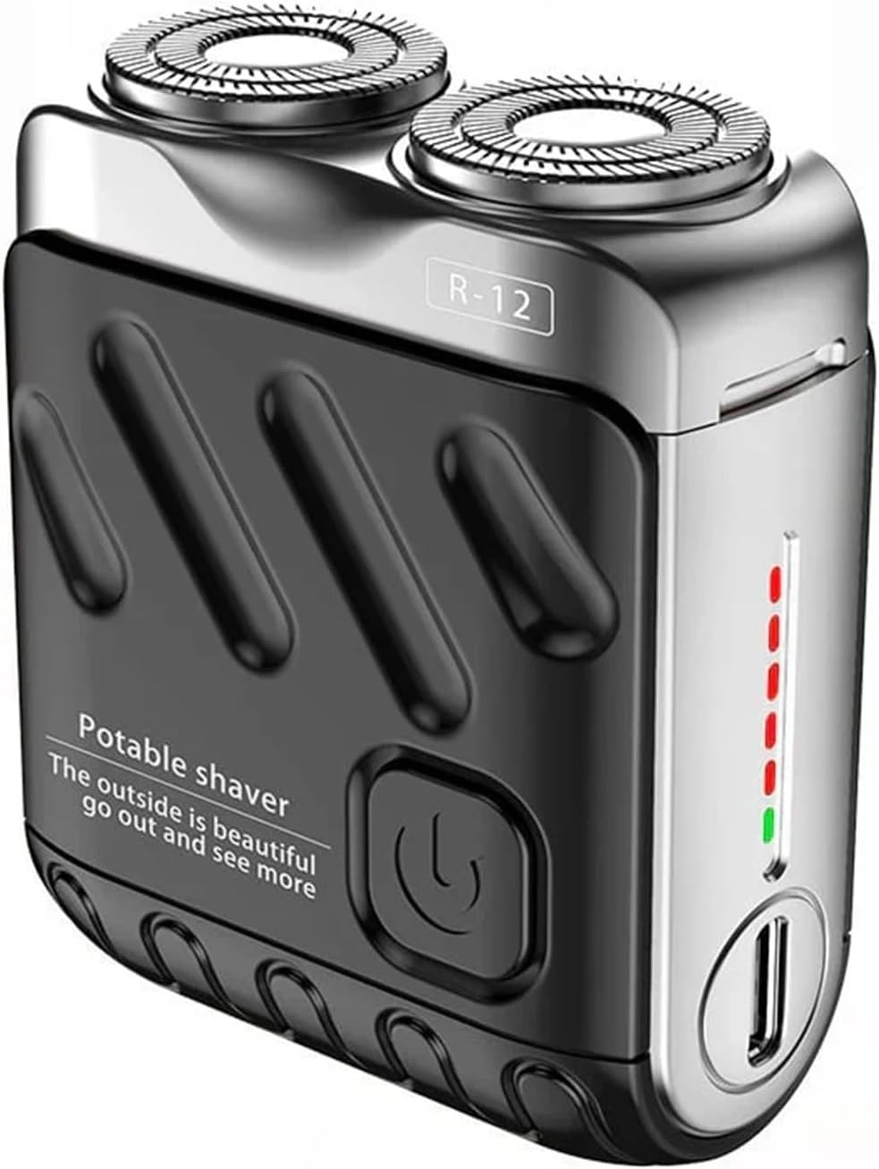 Portable Rotary Dual Ring Electric Shaver | Men’s Travel Mini | Rechargeable Pocket Razor with Double Floating Magnetic Blade​(Sliver)