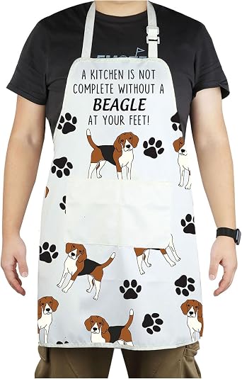 CENWA Beagle Aprons with Pockets Beagle Gifts Dog Lovers Cooking Baking Apron For Animal Dog Lovers Hostess Gift