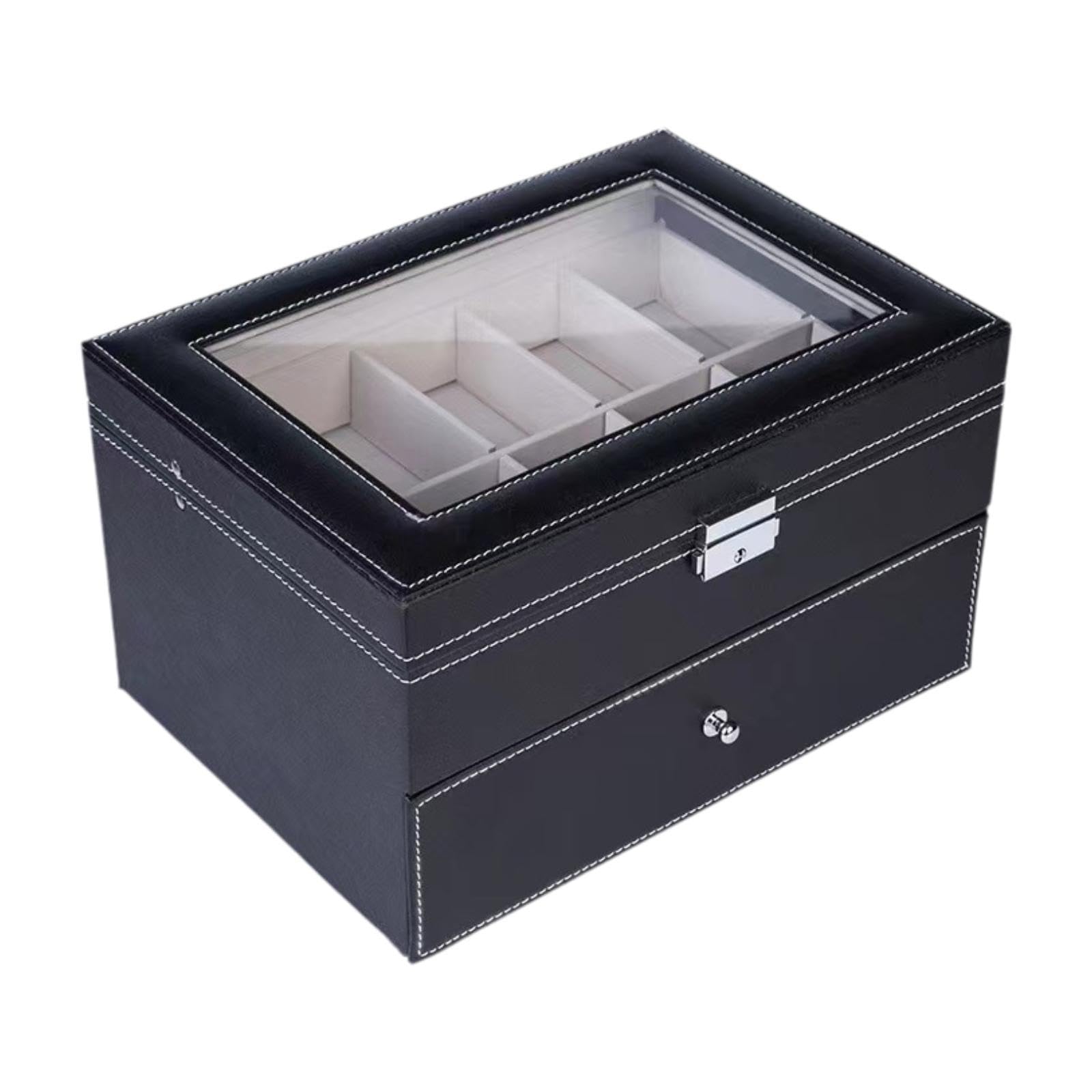 misppro Organizer Orologi 12 Slot Con Cassetto | organizer multiuso, compatto, cassetto porta oggetti, ideale per comò