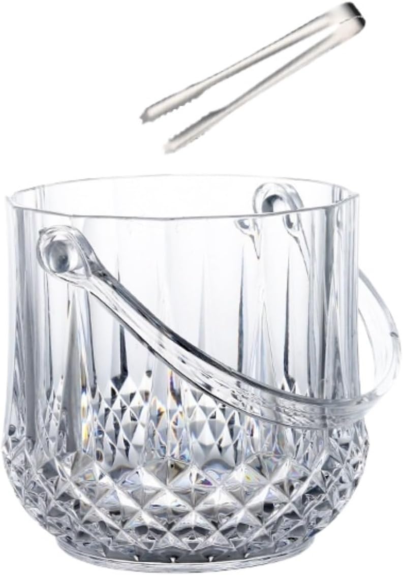 Ice Bucket Acrylic Ice Bucket for Parties Champagne Cooler with Handle and Tong for Parties(Transparent)