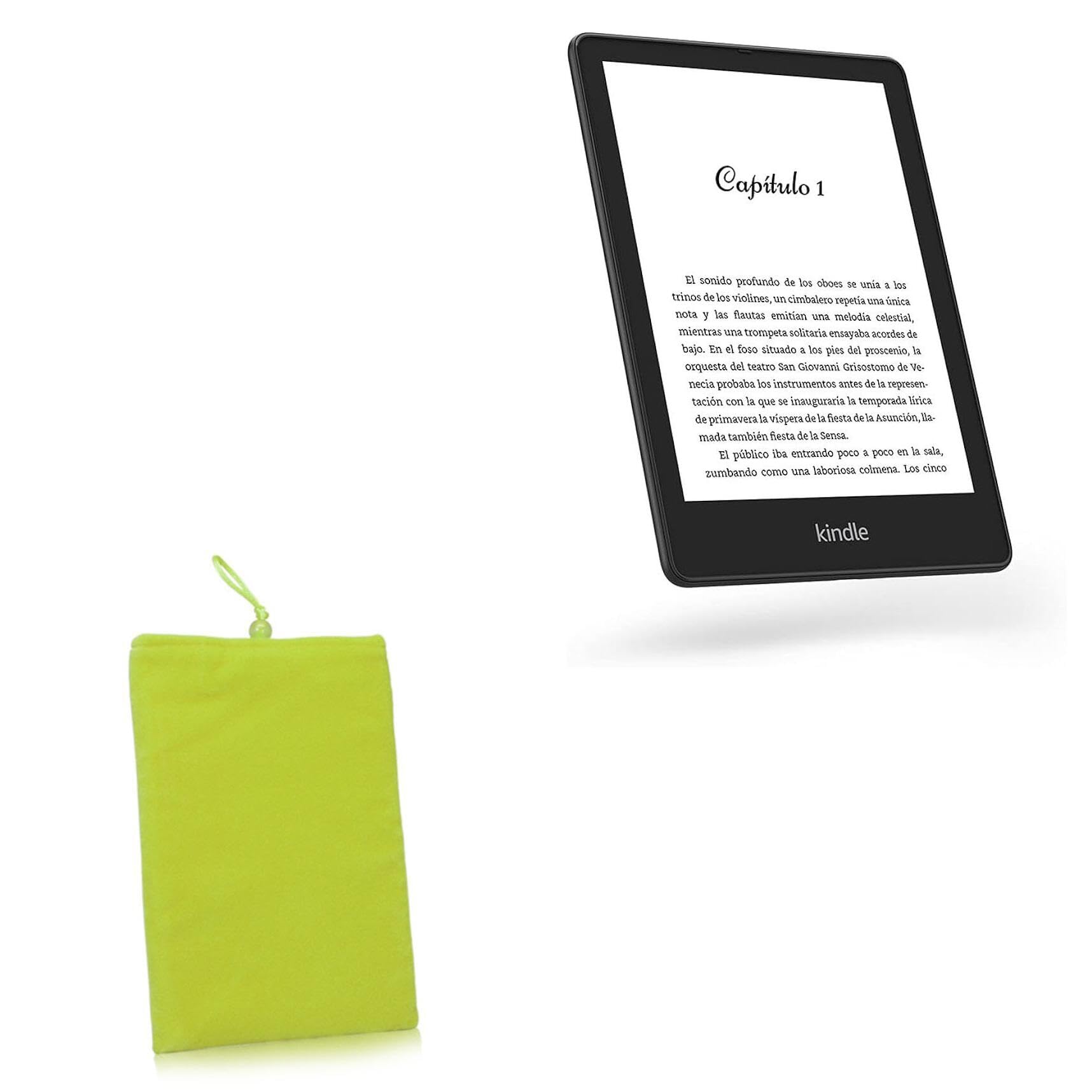 BoxWave Case Compatible with Amazon Kindle Paperwhite Signature Edition (11th Gen) - Velvet Pouch, Soft Velour Fabric Bag Sleeve with Drawstring - Olive Green