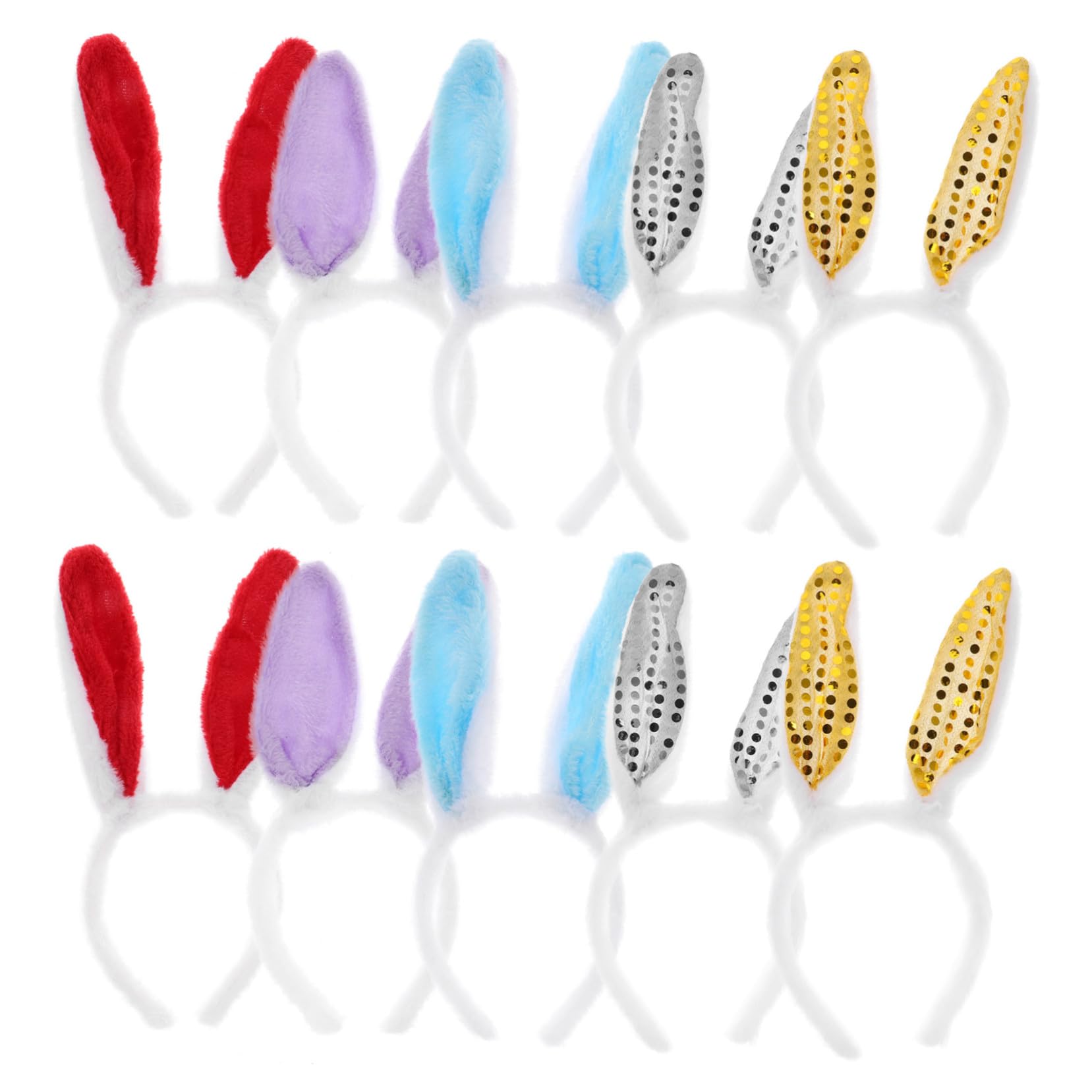 VICASKY 30 Pièces Bandeaux Oreilles Lapin Pâques Confortables pour Fête Carnaval Cosplay Mixte Peluche et Paillettes Couleur Aléatoire