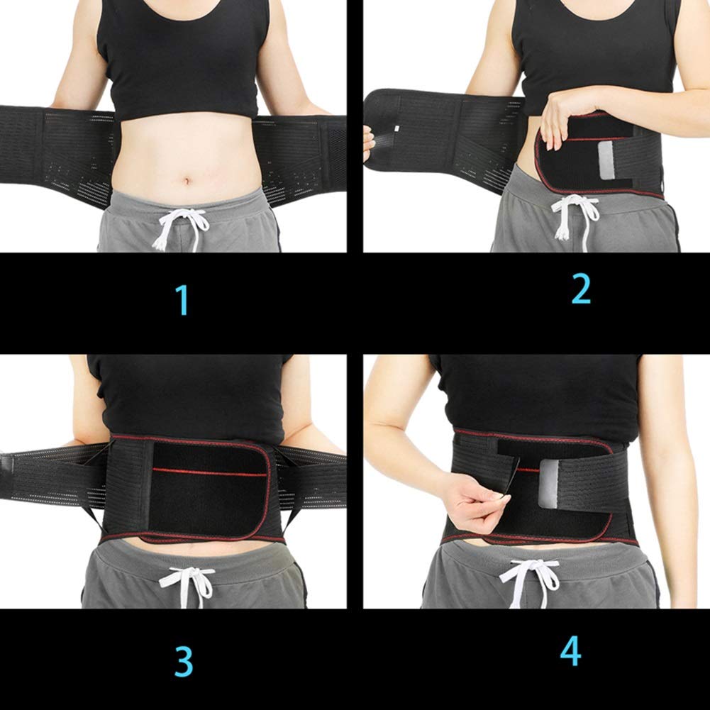Soporte lumbar autocalentable con tres almohadillas extraíbles(Blue,Small)