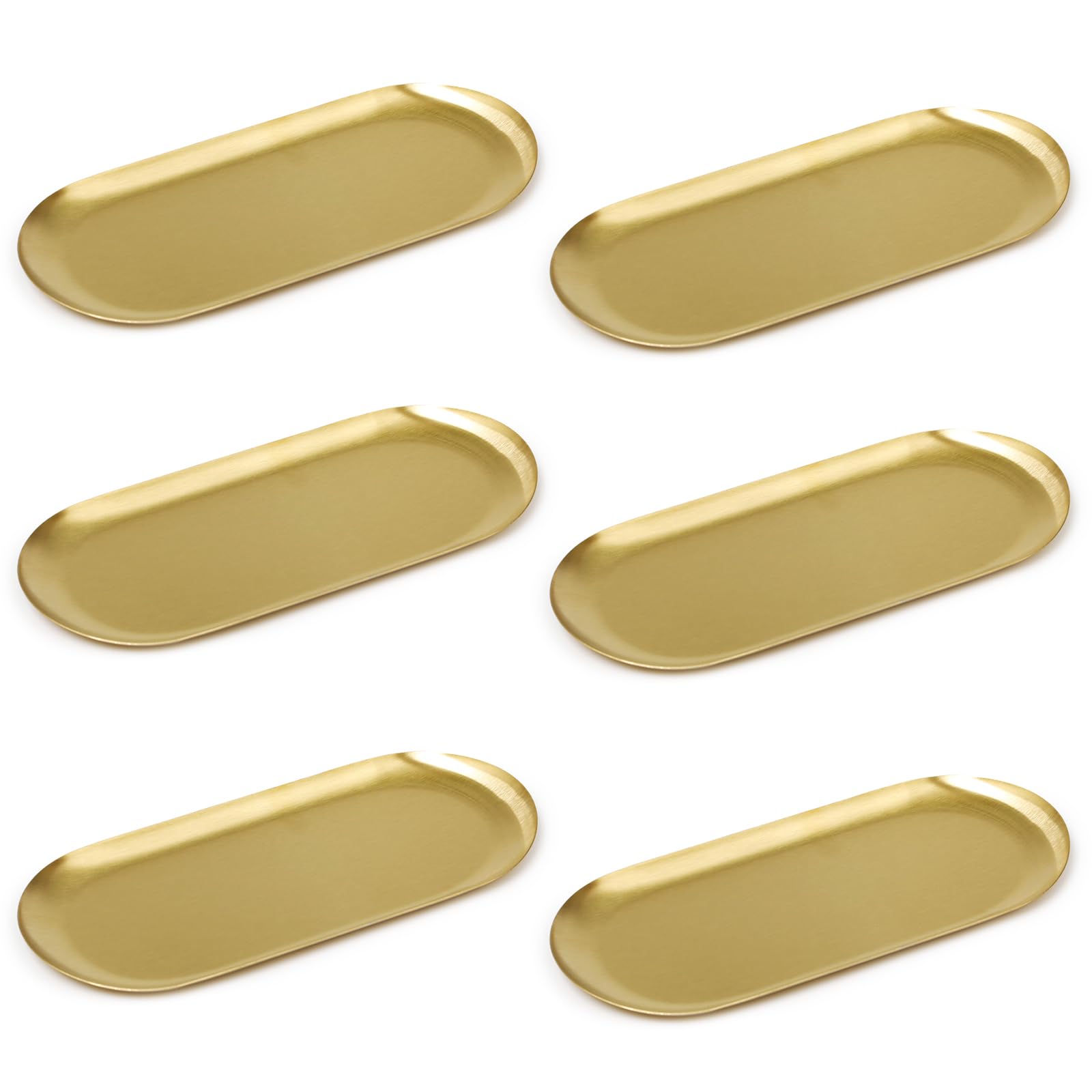 6 Pezzi Vassoio Dorato Decorativo Vassoio da Portata Oro in Acciaio Inox Ovale 26 x 11 cm Piatti da Portata Dorati Vassoi Ovali Decorativi Oro per Gioielli Cosmetici Alimenti Frutta Dessert