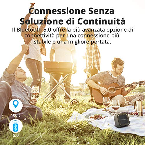 Tronsmart Cassa Bluetooth Waterproof IPX7, Riproduzione di 24 Ore con Basso, TWS Stereo Suono 360°, Altoparlante Bluetooth Portatile 5.0 per Casa, Festa, Auto, Viaggio, Spiaggia, Piscina