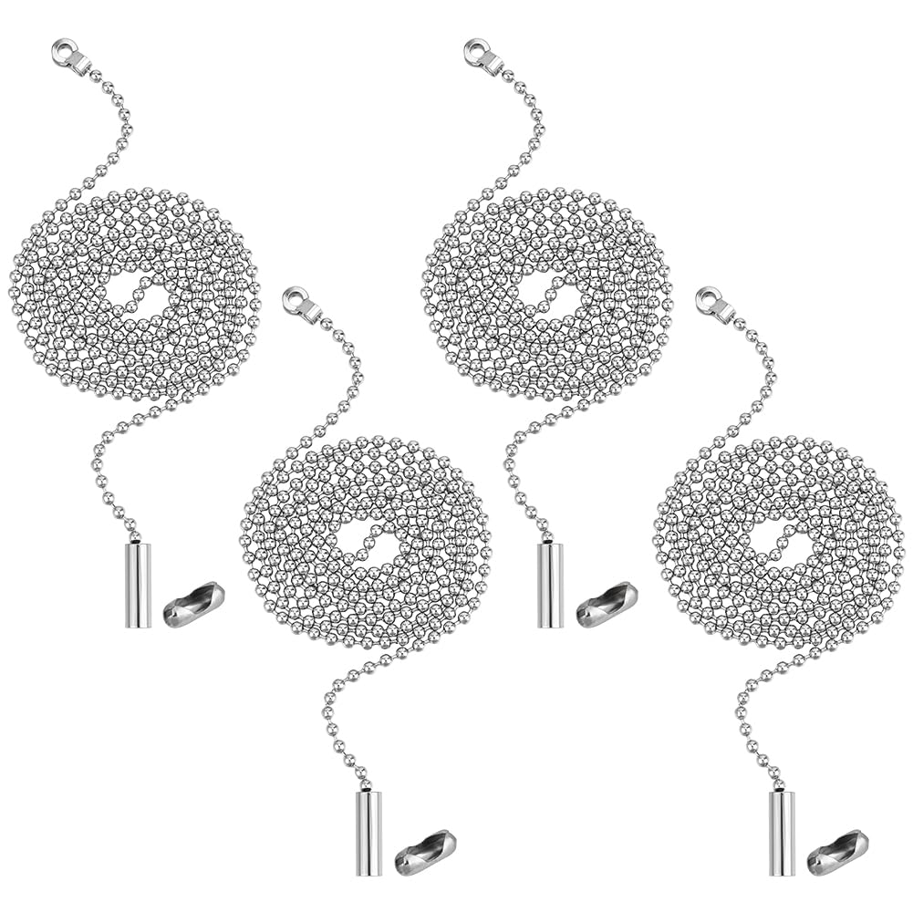 BENECREAT 4 Pack 1m/40Inch Ceiling Fan Pull Chain Extender, 3mm Diameter Ball Pull Chain String Extension with Connector