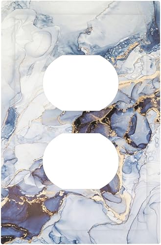 Cubierta de interruptor de luz dúplex de mármol azul dorado de 1 cuadrilla, cubierta de toma de corriente, placa frontal decorativa para receptáculo