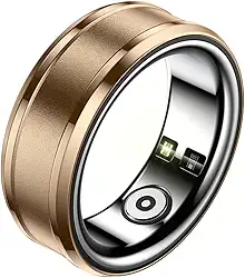 Smart Ring Health Tracker, anel rastreador de sono, anel de fitness IPX8, para monitoramento de atividades, passos, distância, calorias, anéis de saúde para mulheres e homens (#18, ouro)