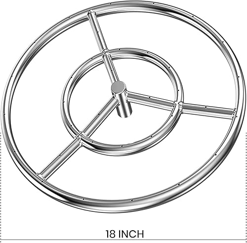 Miniatura 2 de onlyfire - Anillo redondo de acero inoxidable para quemador de fogata de 18 pulgadas, doble anillo