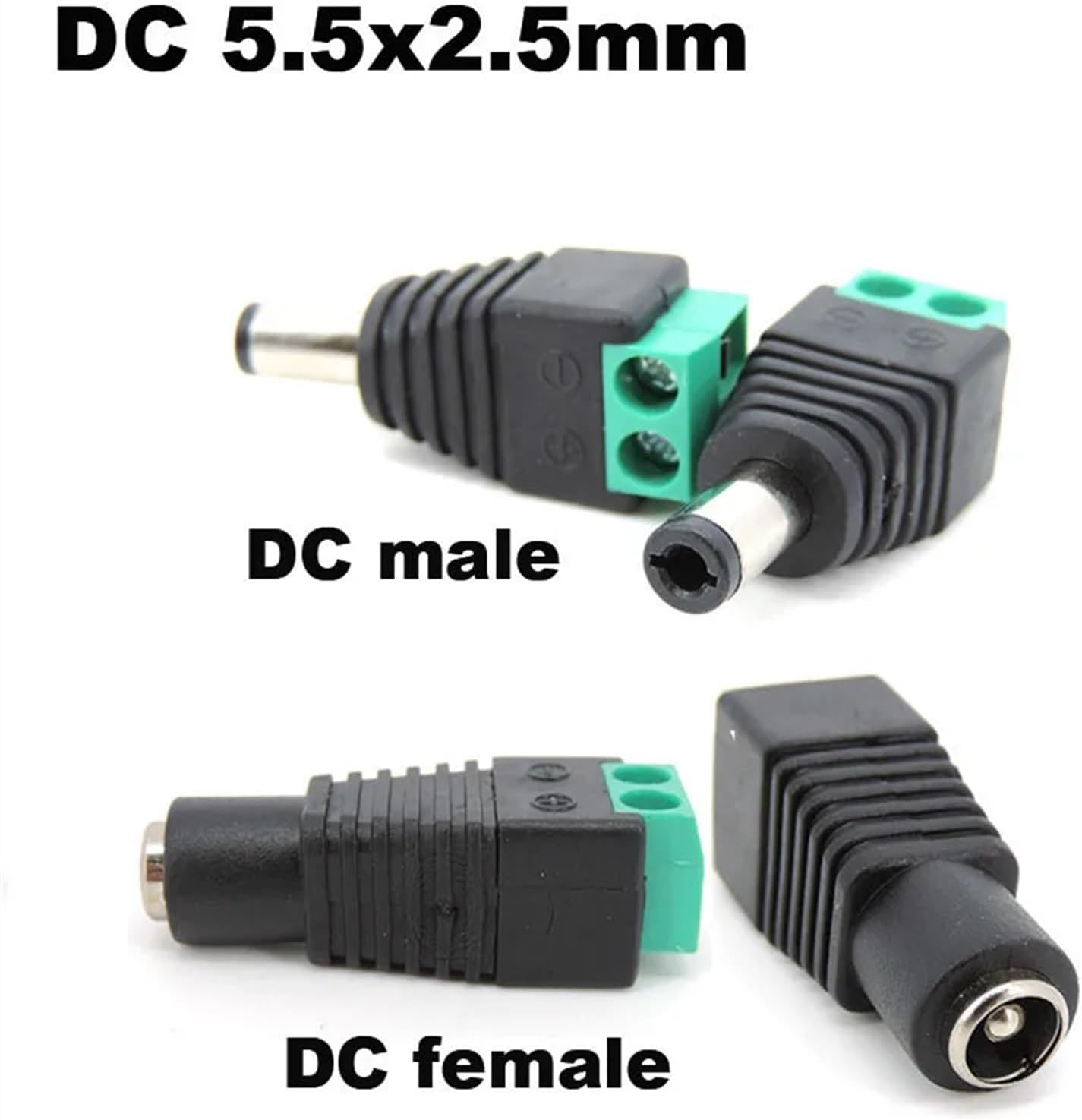 5pcs DC Power Male Female 5V 12V 2.5 x 5.5mm 5.5 * 2.5mm Jack Adapter Terminal Connector(5 x DC Male)