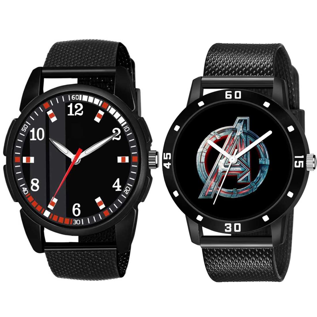 GOLDENIZE FASHION Analogue Avenger and Black Stylish Gift Watches for Man Style Mens & Boys Combo Pack of 2 (B09RKMC5XJ) Amazon Price History, Amazon Price Tracker