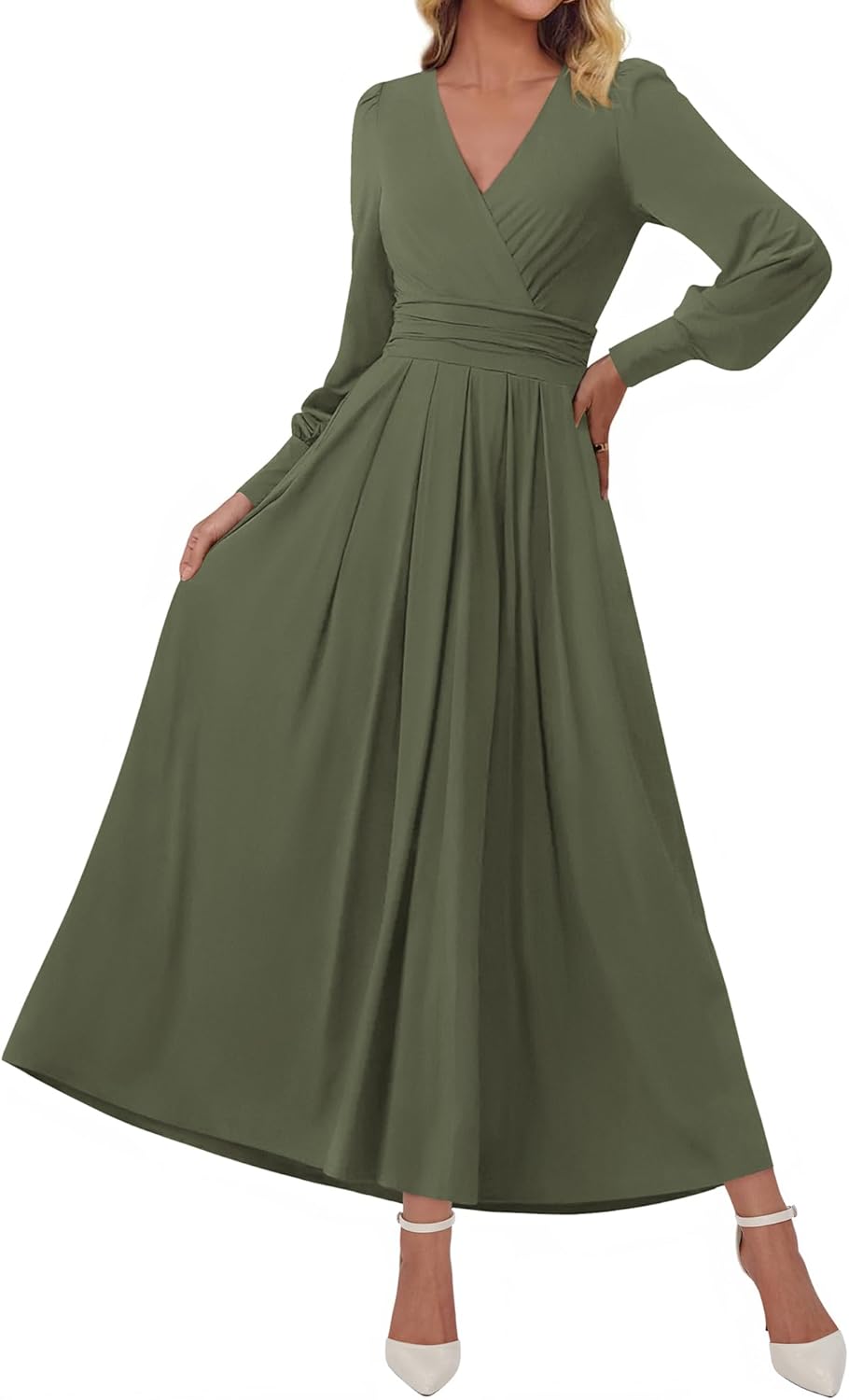 BTFBM Womens Long Sleeve Maxi Dress Fall 2025 Casual V Neck Knit A Line Flowy Pockets Elegant Party Wedding Guest Dresses