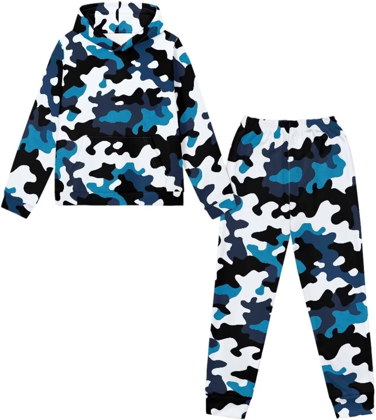 doginthehole Hoodie and Jogger Set for Boy Athletic Tracksuit Long Sleeve Sweatshirt and Sweatpants with Pockets 5-12Y
