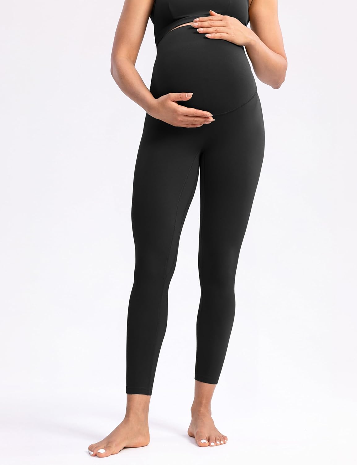 POSHDIVAH Women's Creamluxe Maternity Leggings 25"/28" Over The Belly Pregnancy Yoga Pants Active Workout Leggings - Image 2