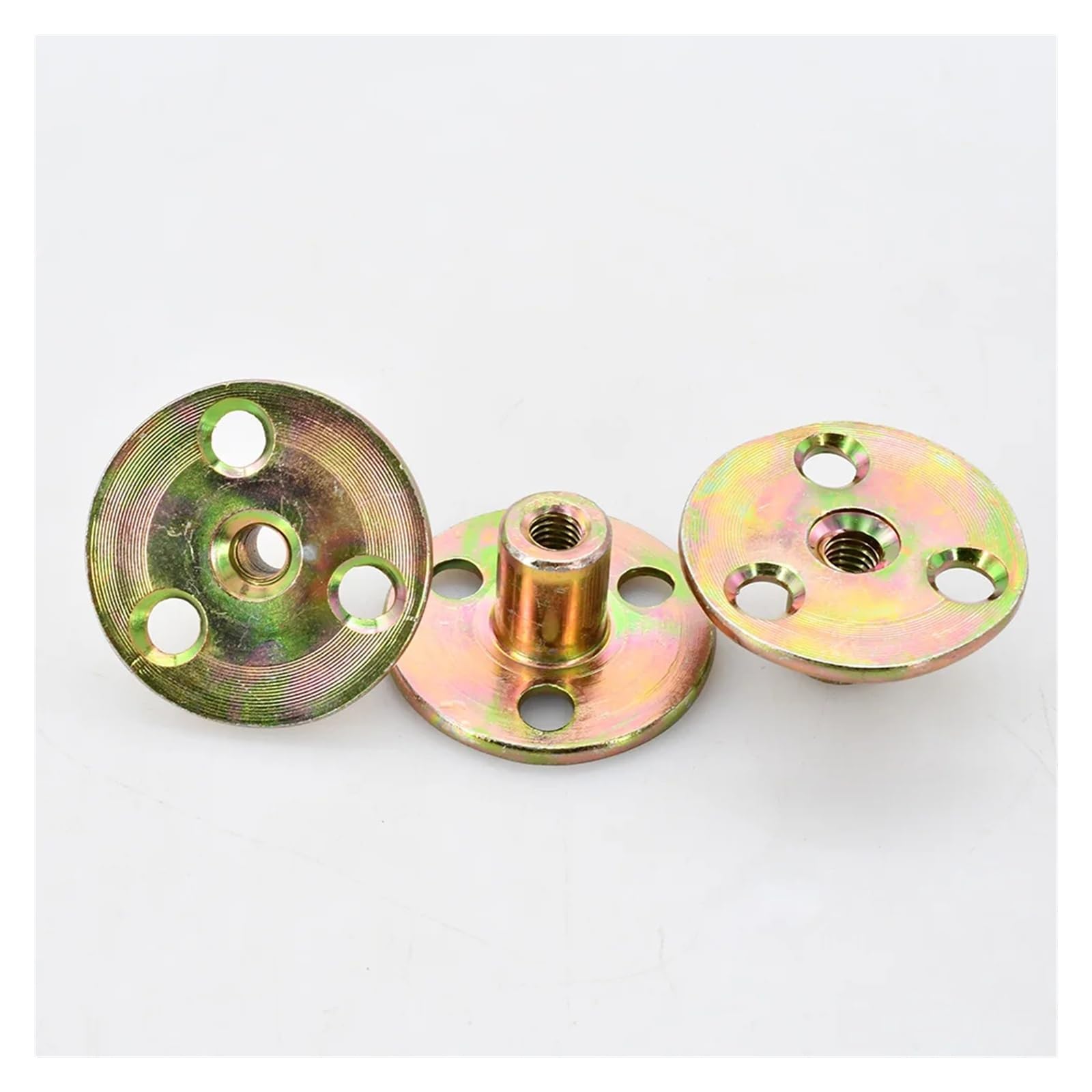 Dado di bloccaggio for mobili con piastra in ferro M6 M8 M10, coppia, for legno, perno di bloccaggio for mobili con piastra in ferro, piede for divano, zincato, a tre fori(M6 (2Pcs))