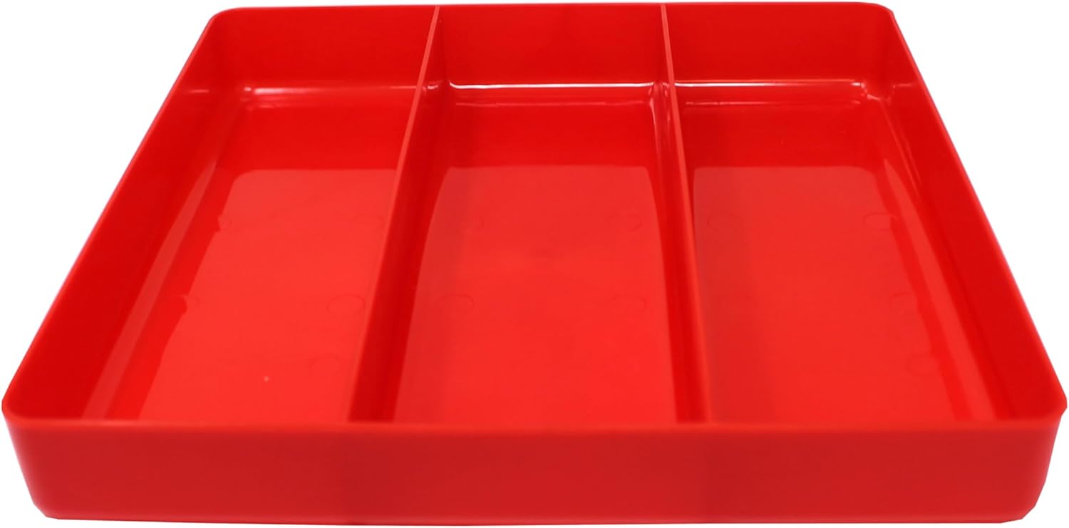 Black & Red Stackable Lightweight 3 Compartment Organizer Tray Kit (2)