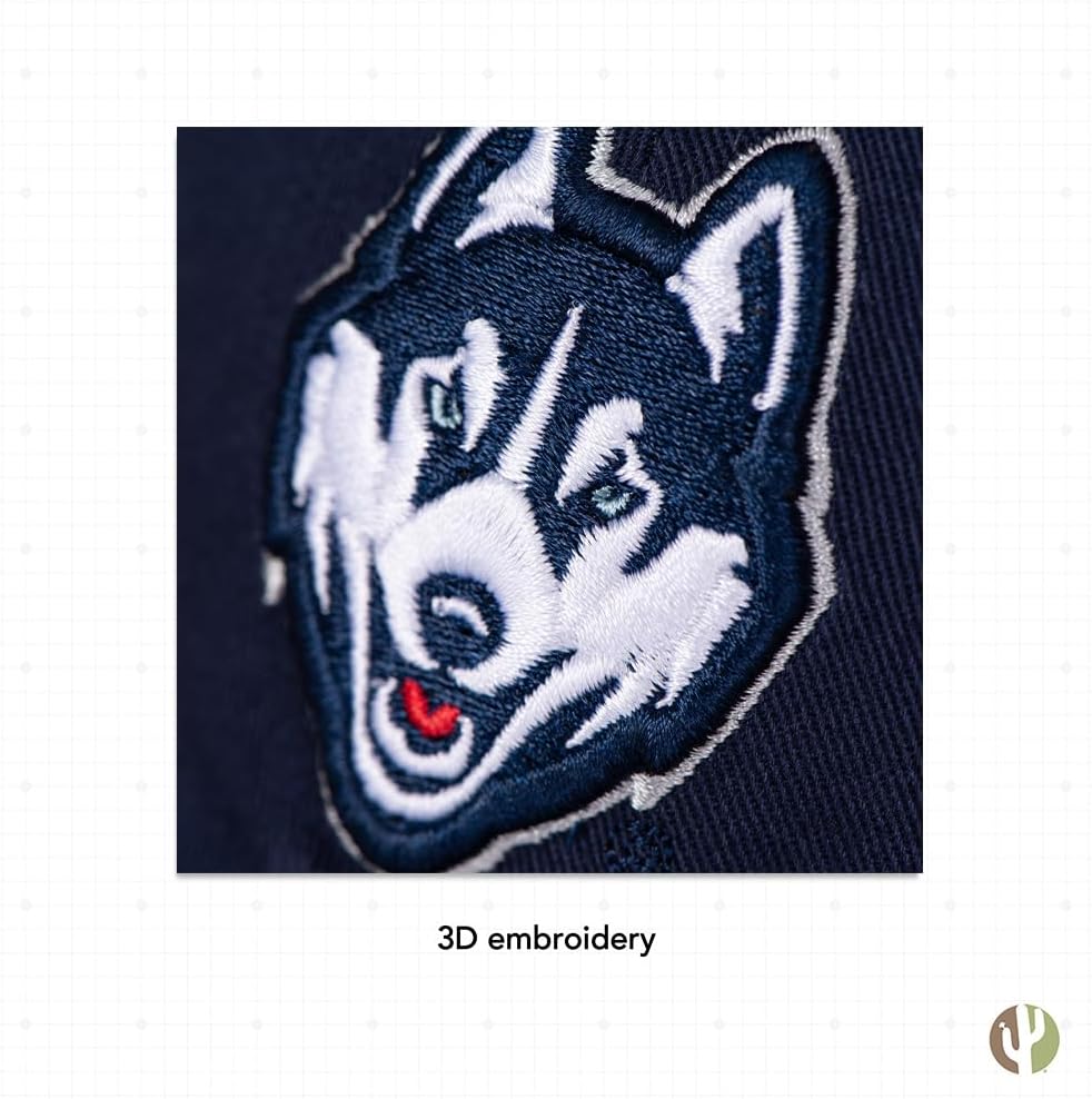 Desert Cactus University of Connecticut UConn Baseball Hat Huskies Brimmed Embroidered Hats Cap Adjustable Cloth Strap Adult (Style D1) Blue - Image 5