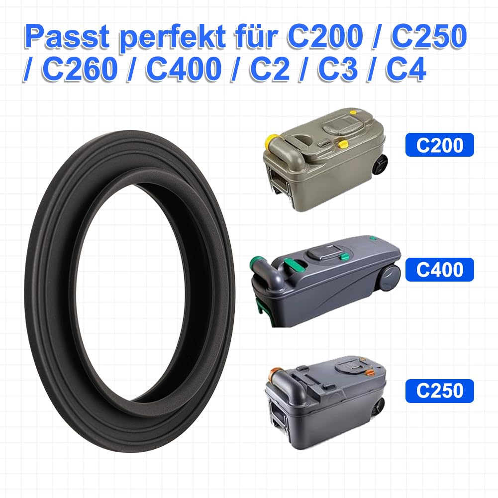 Uszczelka toaletowa RV do toalety kasetowej Thetford C200, C250, C260, C400, czarne gumowe pierścienie uszczelniające jako część zamienna do Thetford - uszczelka WC do kampera, przyczepy