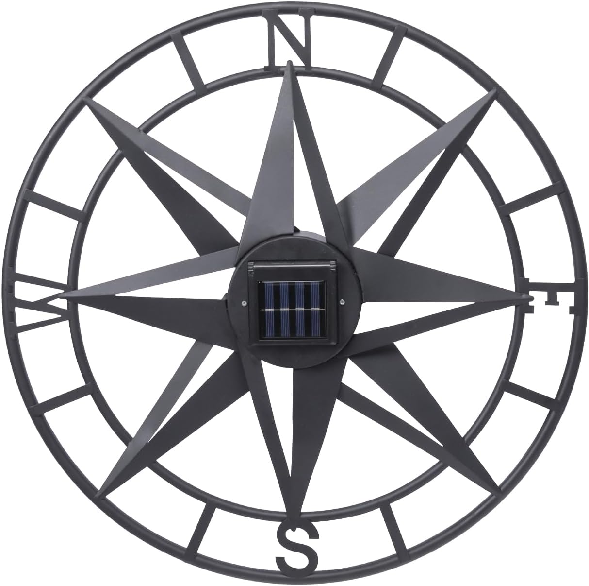 MUMTOP Metal Compass Wall Decor, 22 Inch Nautical Wall Sculpture with Solar Lights, Hanging Art for Farmhouse Indoor or Outdoor Sign