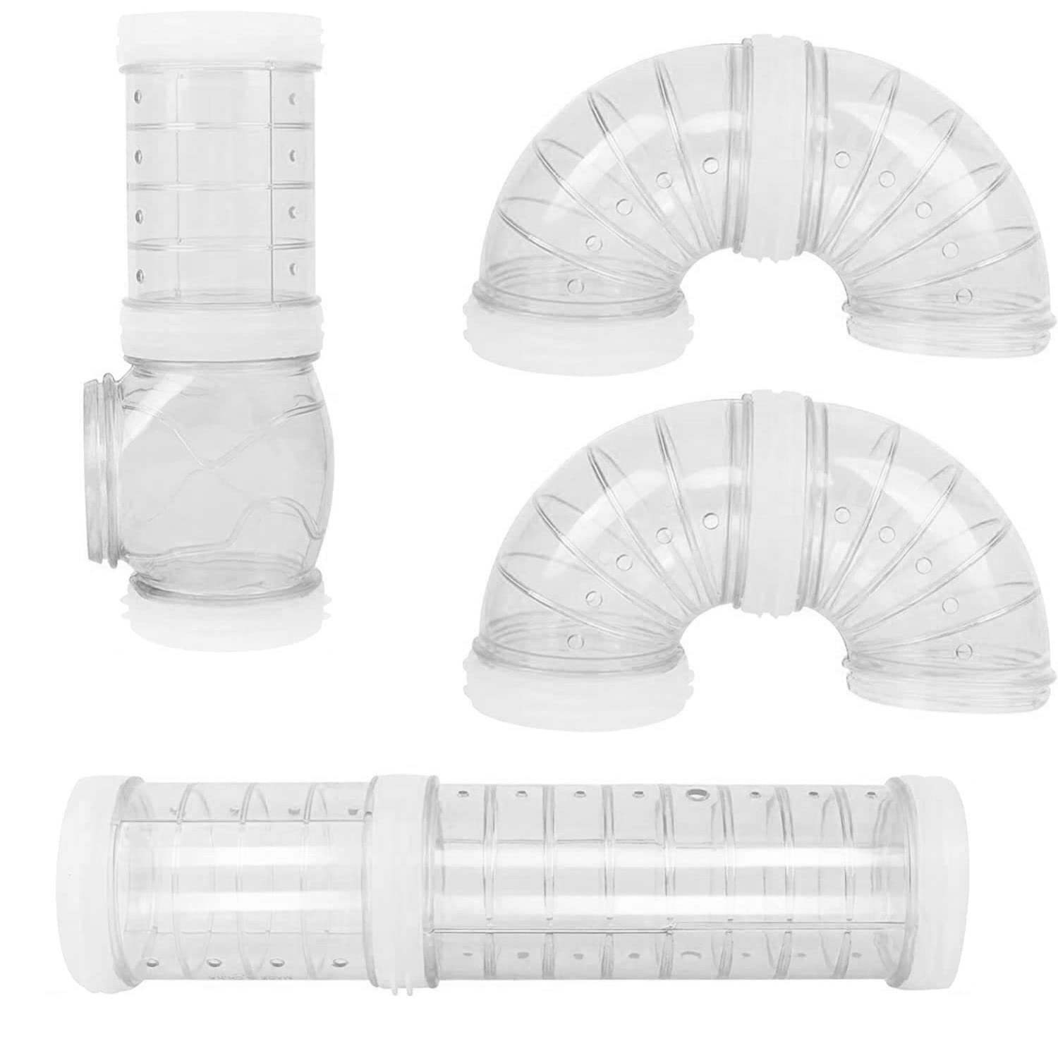Shiwaki Juego de 4 Piezas Tubos de hámster Túnel de hámster Jaula de hámster Jaula de Accesorios de Tubo de túnel para Ratones de hámster y Otras Mascotas pequeñas (Transparente)