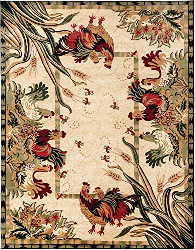Image of Unique Loom Barnyard Collection Area Rug - Farm (7' 10 inch x 10' Rectangle, Cream /Black)