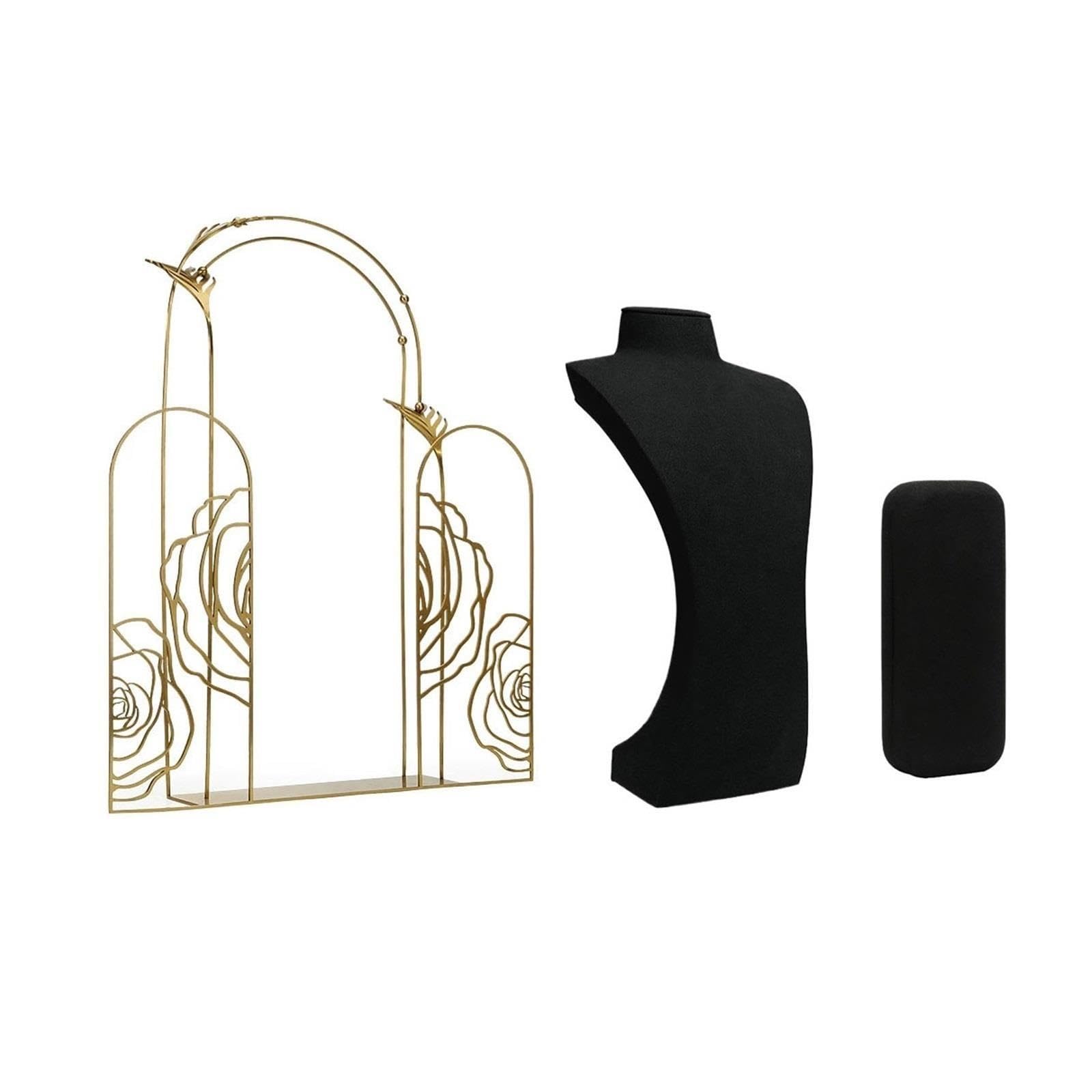 Espositore gioielli Set di supporti for gioielli con busto for collana in microfibra fondale ad arco Per conservare ed esporre i gioielli