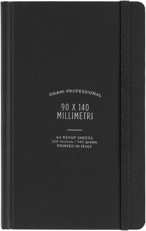 Ogami Repap Stone Paper Hard Cover Notebook 4 x 6 (Black Lined) by Ogami