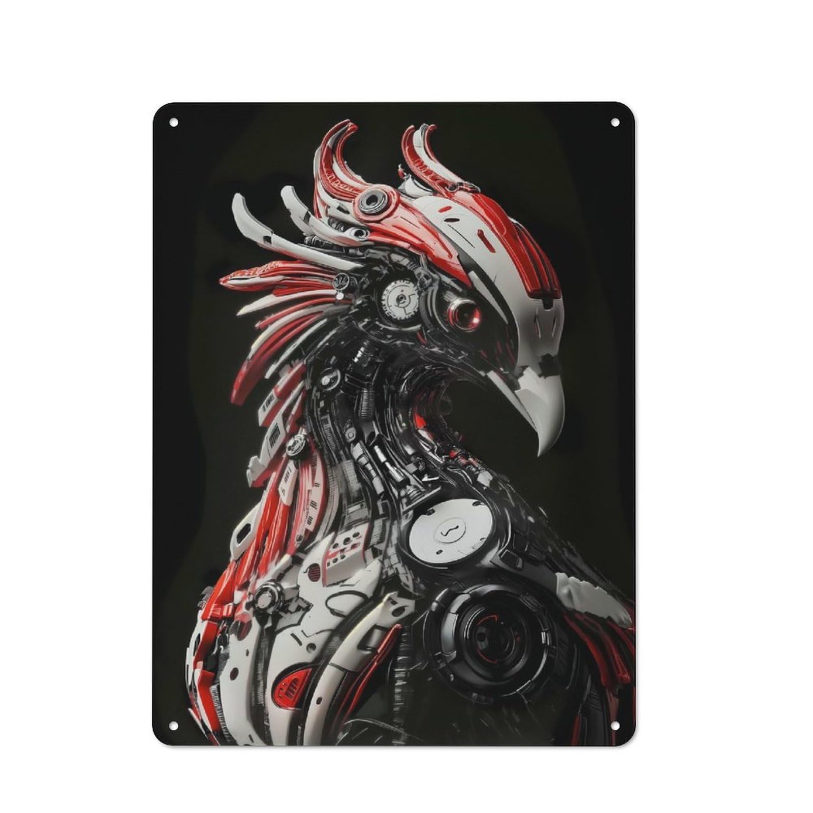 Junmoney Style-19 Cybernetic Phoenix Industrial Metal Wall Decor 40X30cm, Metal Wall Sign For Tool Room, Garage, Studio Or Home Bar