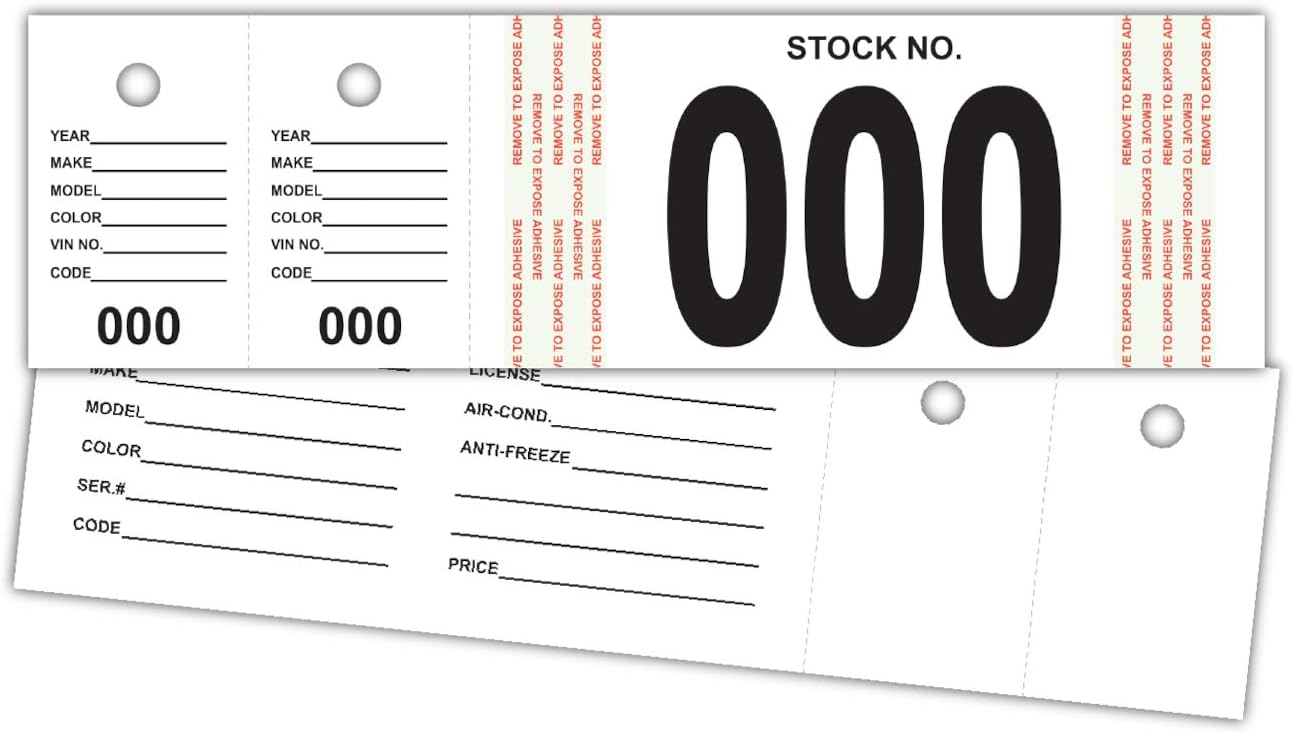 Versa-Tags Genuine Vehicle Stock Number Tags (000-499)