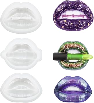 3 pcs Lips Resin Mold 3D Witchy Decor Molds Resin Art Molds Ornament Silicone UV Epoxy Casting Molds for DIY Unique