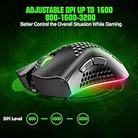 Vista 7 de KM-1 Ratón Gaming, Ratón Inalámbrico Gaming Ratones de Computadora USB con Carcasa de Panal, 6 Botones Programables, 3 DPI Ajustables, Ratón Óptico