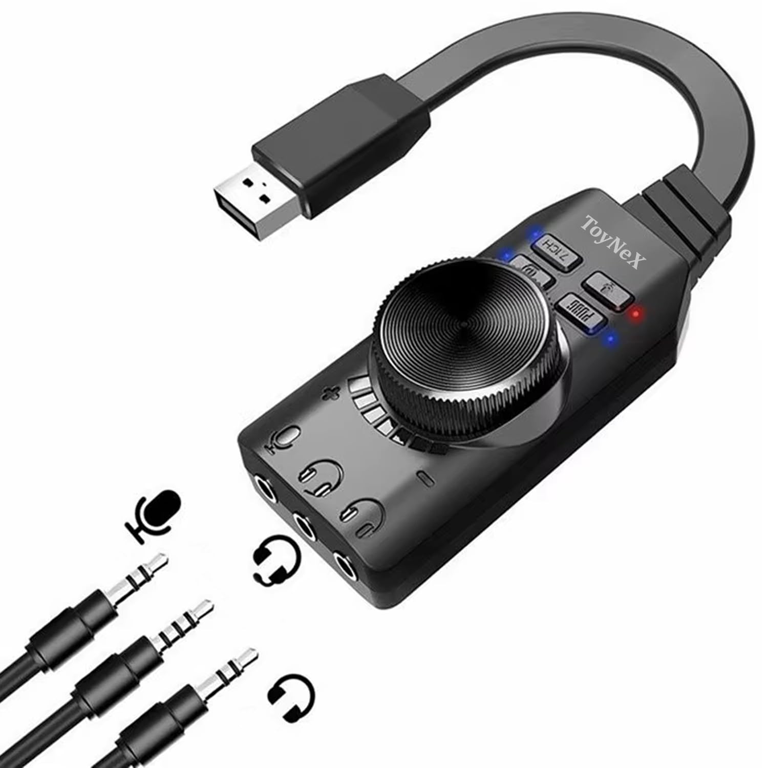 GS-3 Virtual Mini External USB DSP Sound Card 7.1 Channel Adapter Plug & Play Noise Cancelling for PC, Laptop Gaming External Audio Card 3.5mm.(Black)(TX-GS-3 Mark-II)-picture-14