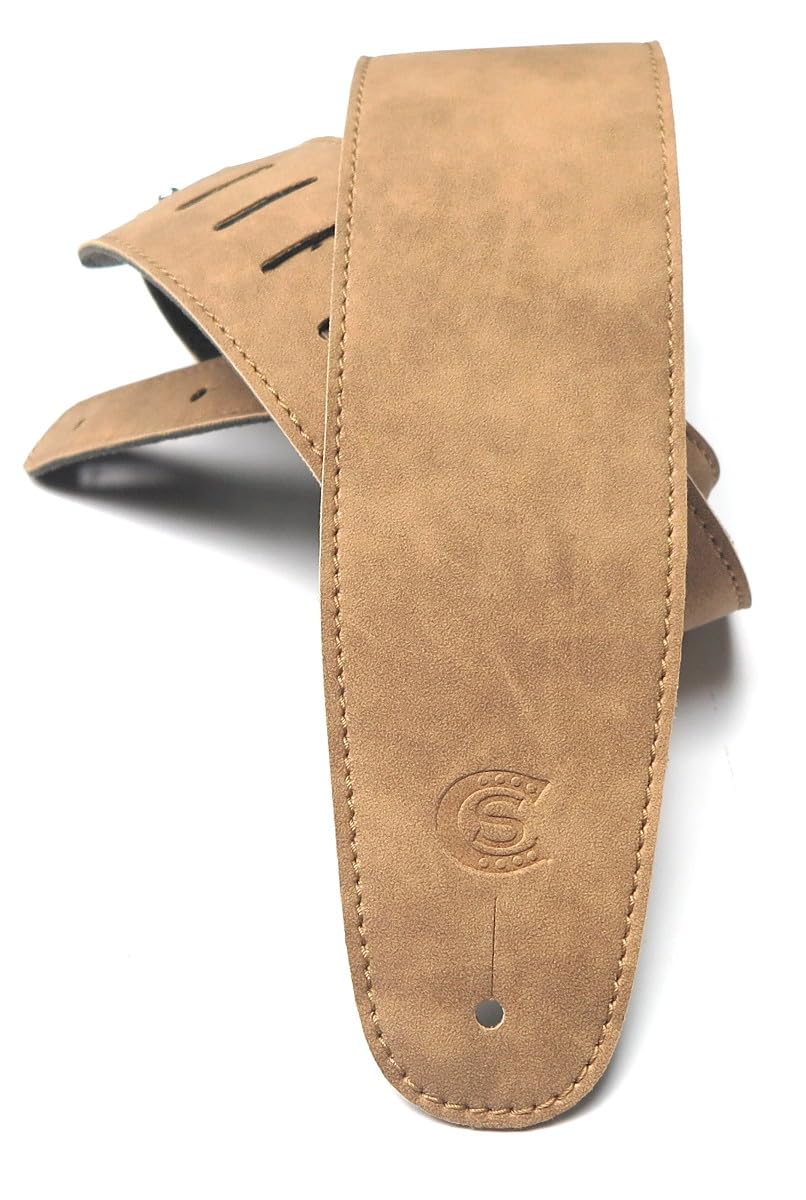 Custom Style Sangle guitare et basse 8 cm en cuir végétalien – Ergonomique, réglable – Produit artisanal T831