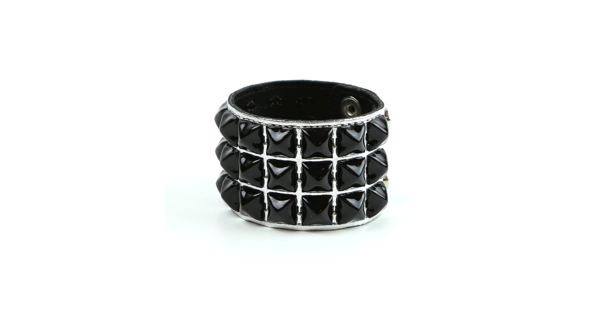 PRY Stannum Leather Bracelet 、Ring Three Row Pyramid Studded Leather Wristband| Leatherpunk