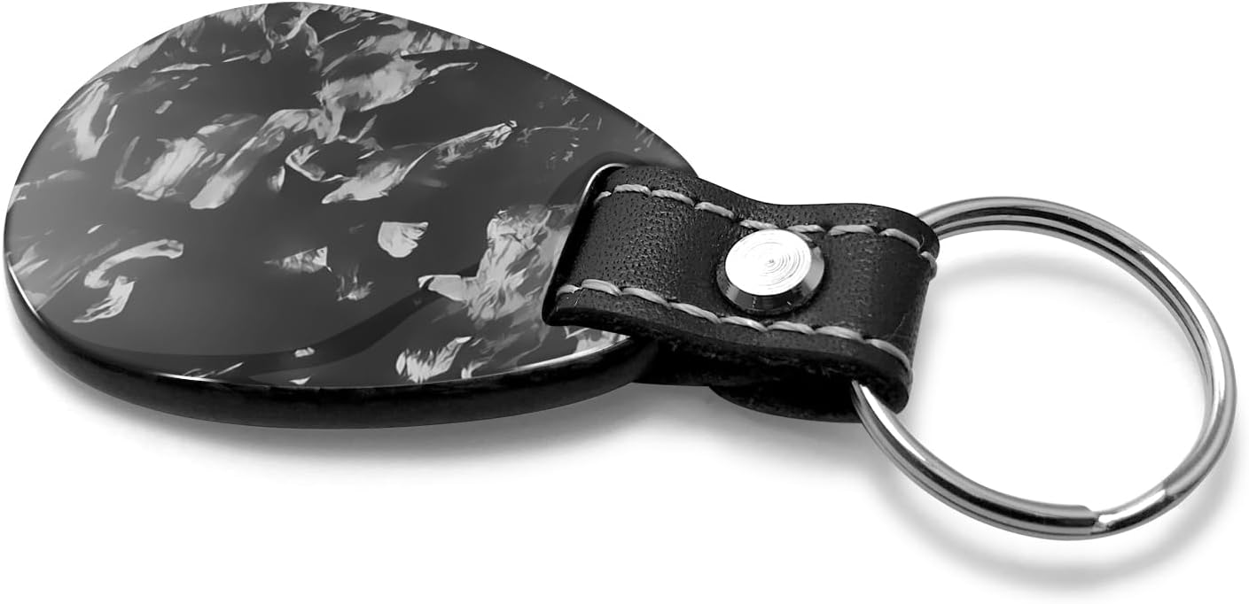 iPick Image for SRT-8 Logo LED Printed on Real Black Forged Style Carbon Fiber Tear-Drop Shape Key Chain Keychain, Exclusive Official Licensed