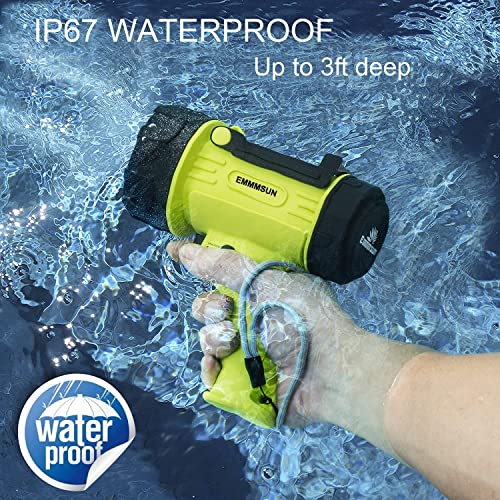 Emmmsun Ip67 Waterproof Rechargeable Spotlight, 2000 Lumens With Red Filter Handy Flashlight With Adjustable Stand,10000Mah 20H Ultra-Long Standby For Boating, Hunting, Hurricane Survival #TOP1