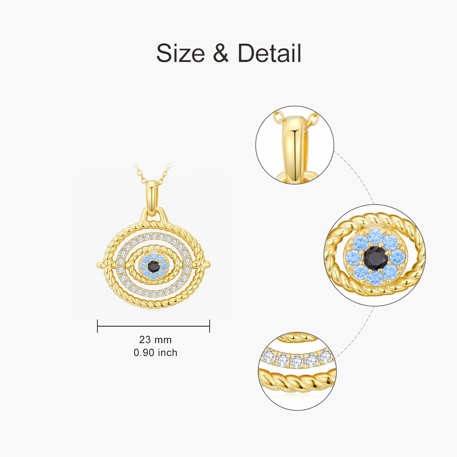 Evil Eye Necklace 925 Sterling Silver Protection Amulet Pendant Eye Necklace for Women Ladies - Image 6