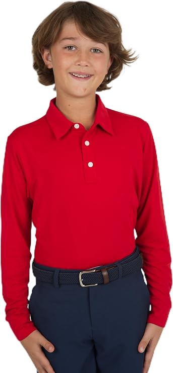 IBKUL Athleisure Wear Sun Protective UPF 50+ Icefil Cooling-Youth Solid Long Sleeve Polo-95199B