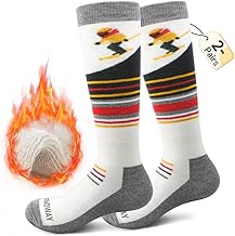 Findway Kids Ski Socks, Merino Wool Thermal Socks for Boys and Girls Winter Snow Socks Soft Breathable for Skating and Snowboarding, 2 Pairs/3 Pairs