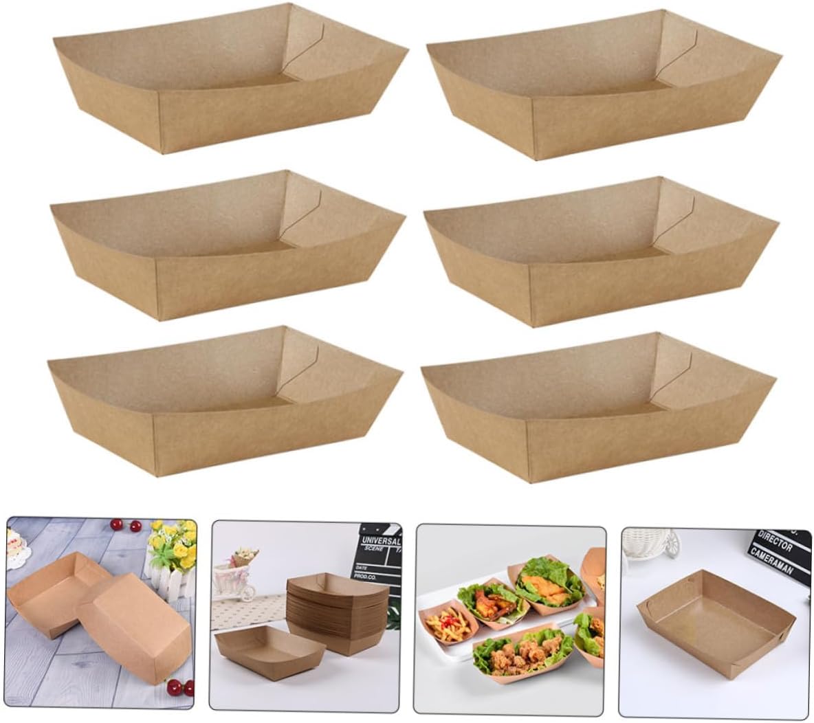 Yardwe 100pcs Disposable Oil-proof Kraft Paper Food Storage Boxes, Grease Resistant Fried Chicken and French Fries Takeout Containers for Restaurants and Catering