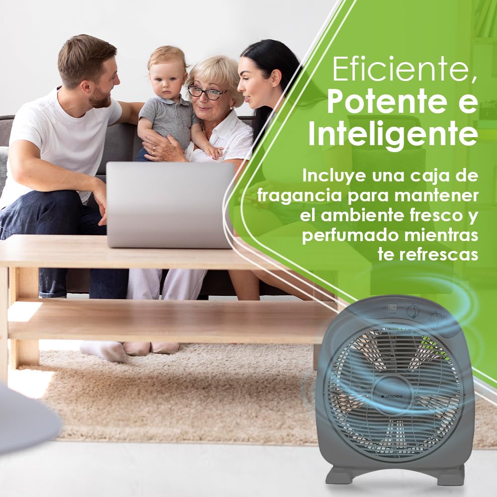 Aspes Ventilador de Suelo Gris AVS351200. 3 Velocidades, Temporizador de 60 min, 5 Aspas,