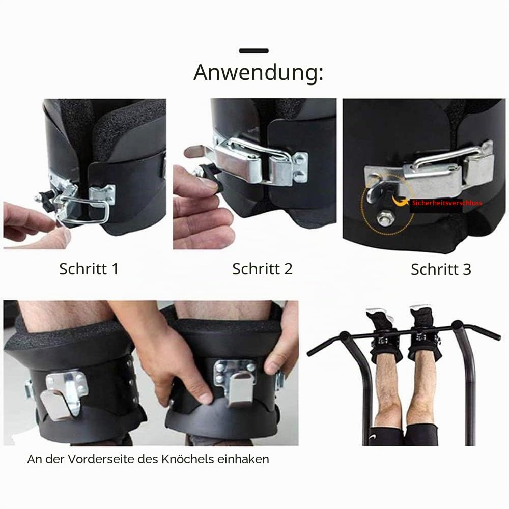 Generisch Gravity Boots Inversions-Trainingsgert zur Linderung von Rckenschmerzen massiver Stahlrahmen, Handstand-Stiefel, Bauch-Crunch-Sit-Up-Stange, Haken, Fitnessgert